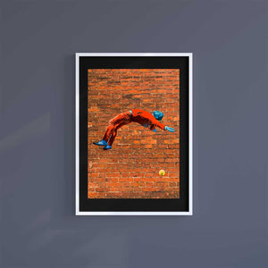 Small 10"x8" inc Mount-Black-Blue Man Brick Wall - Wall Art Print-Famous Rebel