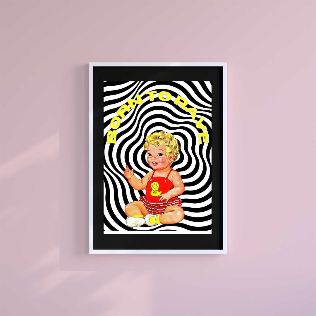 Small 10"x8" inc Mount-Black-Born To Rave Zebra - Wall Art Print-Famous Rebel